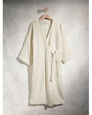 Next Waffle Side Tie Lightweight Dressing Gown - Natural