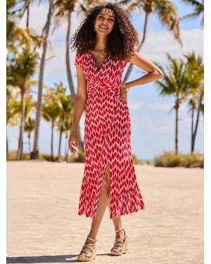 Sosandar Geometric Print Twist Front Midi Dress - Pink