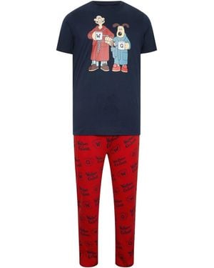 BadRhino Big & Tall Wallace & Gromit Pajamas Set - Red