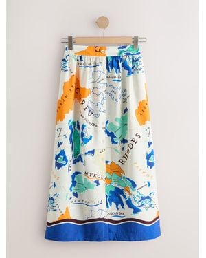 Next Button Front Maxi Skirt - Blue