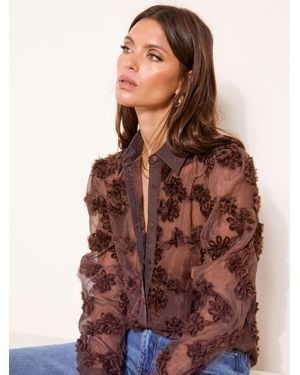 Lipsy 3D Floral Shirt - Brown