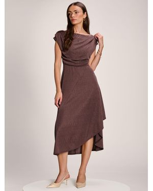 Jolie Moi Jolie Moi Asymmmetric Draped Midi Dress - Brown