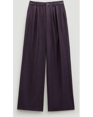 Hush Wool Blend Wide Leg Check Pants - Purple