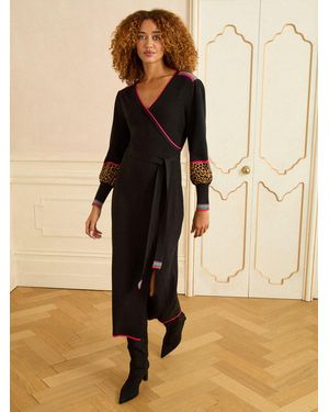 Love & Roses V-Neck Knitted Midi Dress - Natural