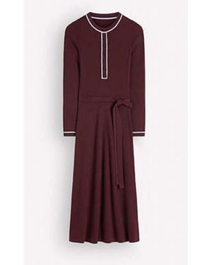 Boden Paula Ribbed Crew Dress - Purple