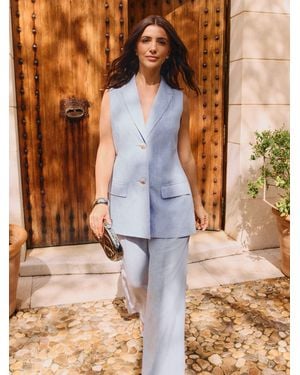 Friends Like These X Lucy Mecklenburgh Linen Look Longline Sleeveless Blazer - Brown