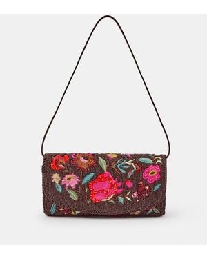 Accessorize Floral Beaded Shoulder Bag - Red