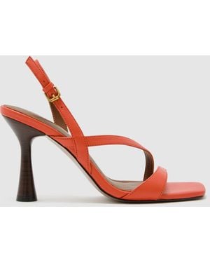 Reiss Leather Cross-Strap Heeled Shoes - Pink