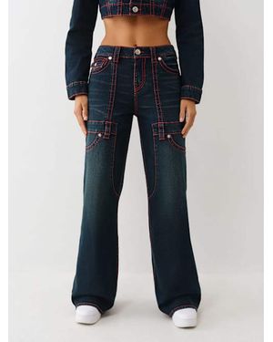 TRUE RELIGION Carpenter Bobbi Flap Big T Jeans - Blue