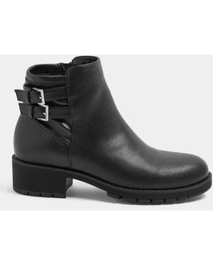 Yours Curve Wide Fit Double Buckle Faux Leather Chelsea Boots - Black