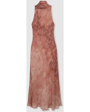 Reiss Pale Lacey Chiffon Floral Cape Maxi Dress - Pink