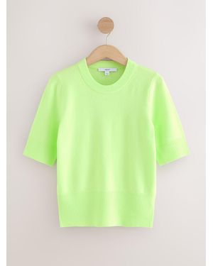 Next Fluro Supersoft Short Sleeve Knitted Top - Green