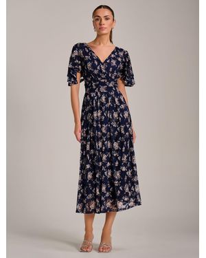 Jolie Moi Angel Sleeve Print Lace Maxi Dress - Blue
