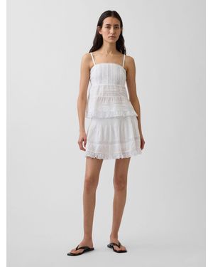 Gap Pintuck Lace-Trim Easy Mini Skirt - Weiß