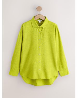 Next Linen Blend Long Sleeve Shirt - Yellow