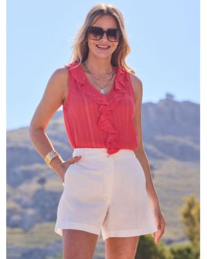 Sosandar Textured Ruffle Detail Top