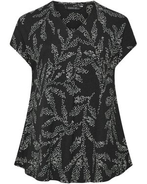 Evans Pleated Front Leaf All Over Print Top - Black