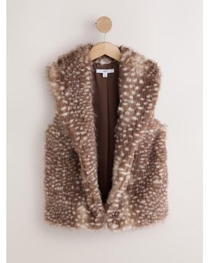 Next Deer Fur Gilet Cover-Up - Brown