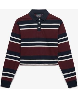 Superdry Athletic Essential Cropped Stripe Rugby Shirt - Blue