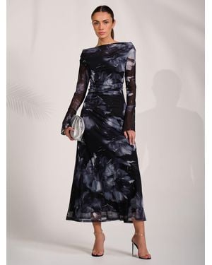 Jolie Moi Slash Neck Maxi Dress - Black