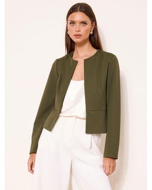 Lipsy Cropped Collarless Blazer - Natural