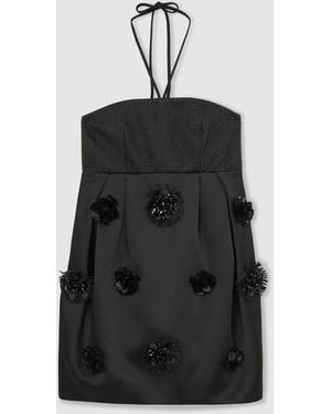 Reiss Atelier Satin Embellished Corset Dress - Black