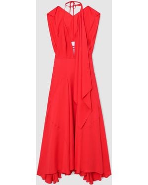 Reiss Strappy Draped Cape Maxi Dress - Red