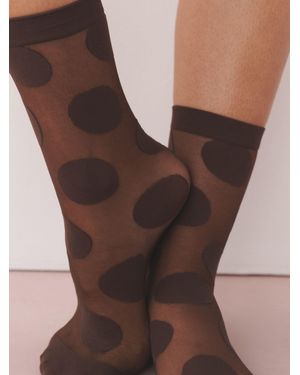 Next Chocolate Spot Pattern Ankle Pop Socks 2 Pack - Brown
