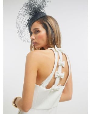 River Island Sleeveless Bow Detail Midi Dress - White