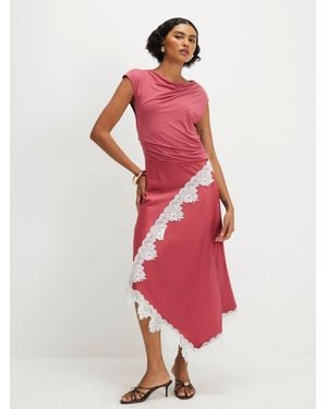 River Island Lace Hybrid Drape Maxi Dress - Red