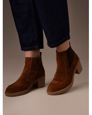 Celtic & Co. Crepe Mid Heel High Ankle Boots - Blue