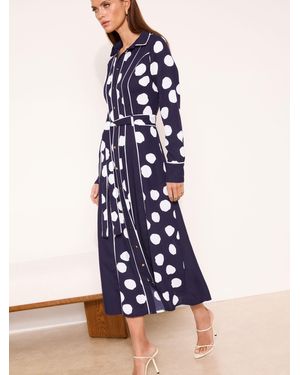 Lipsy Spot Shirt Midi Dress - Blue