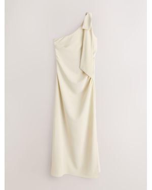 Next Bow One Shoulder Maxi Bridesmaid Dress - Natural