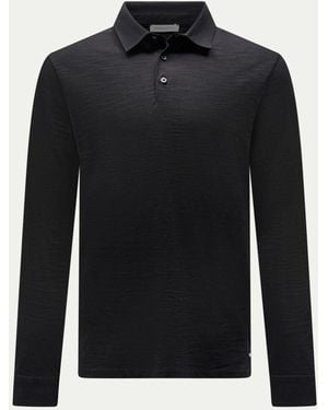 Peckham Rye Slub Jersey Long Sleeve Polo Shirt - Black