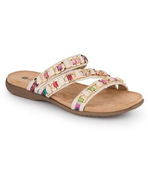Pavers Triple-Strapped Mules - White