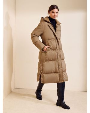 Friends Like These Tan Mid Length Puffer Coat - Natural