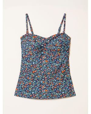 FatFace Fatface Talland Surf Ditsy Tankini Top - Blue