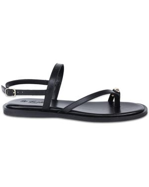 OFF THE HOOK Tia Leather Toe Loop Backstrap Flat Sandals - White