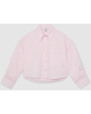 Reiss Solenge Cotton Cropped Long-Sleeve Shirt - Pink