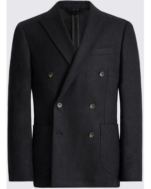 Moss Tailored Fit Linen-Blend Jacket - Black