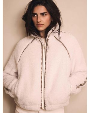 Mint Velvet Mint Velvet Whipstitch Detail Borg Jacket - Natural
