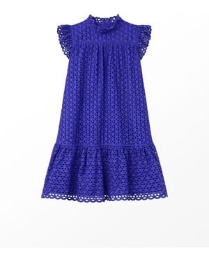 Ro & Zo Petite Broderie Mini Dress - Purple