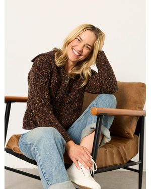 FatFace Cooper Knitted Rib Zip Through Cardigan - Brown