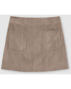 Reiss Suede Patch-Pocket Mini Skirt - Natural