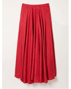 FatFace Fatface Malia Jacquard Midi Skirt - Red