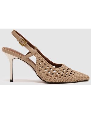 Reiss Lena Woven Leather Court Shoes - Natural