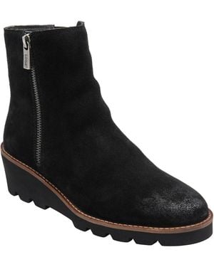 Lotus Leather Wedge Ankle Boots - Black