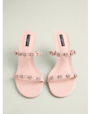 Next Tabitha Simmons X Flora Leder-Slippern Mit Doppeltem Blumendetail Am Absatz - Natur