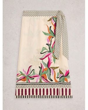 White Stuff Alba Linen Blend Wrap Skirt - White
