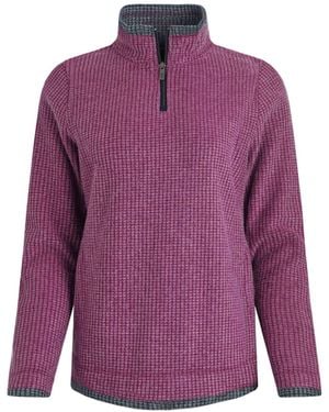 Weird Fish Beye Quarter Zip Grid Fleece - Purple